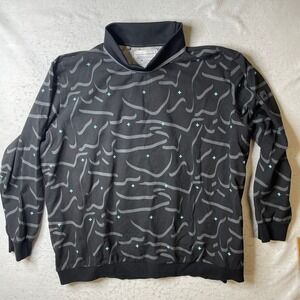 Adidas Adicross Golf Mock Neck Sweatshirt Mens 2XL Black Patterned HZ3229
